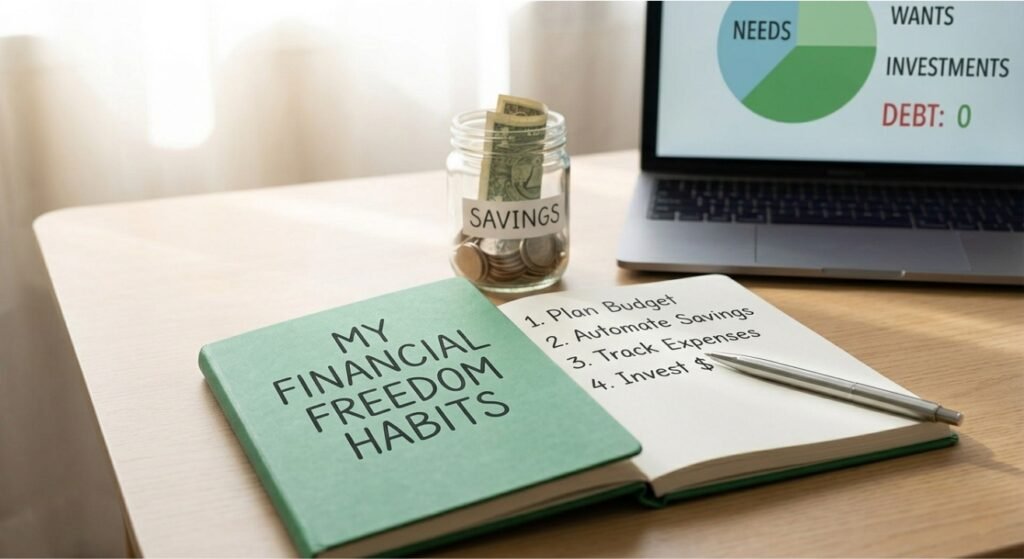 A clean infographic showing a tiny glowing seedling planted in a coin labeled '$100' growing exponentially into a huge, glowing oak tree, connecting smaller coin piles (like '$5,000') to large ones (like '$100,000') over accelerated time.